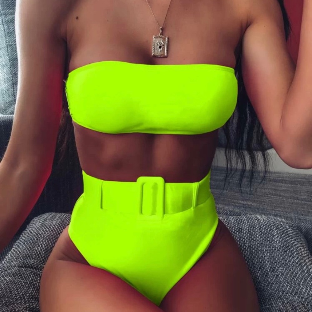 Lime Green High Waisted Bikini